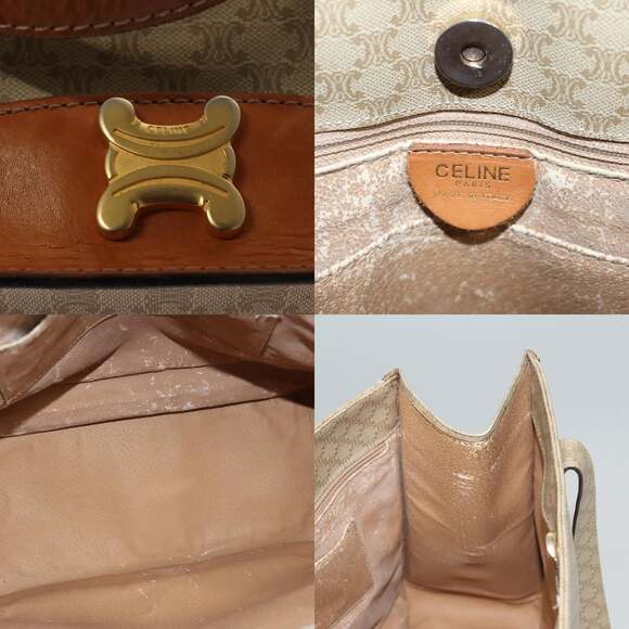CELINE Macadam Canvas Tote Bag Beige Gold - Picture 11 of 12